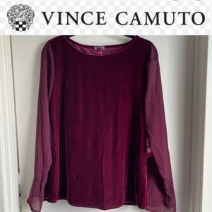 Velvety top sheer bell sleeve